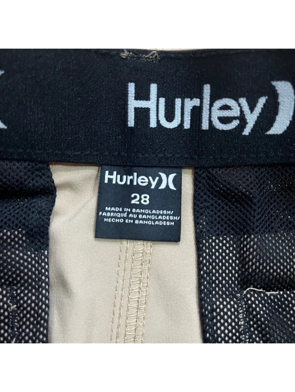 Hurley Men's Hybrid Water-Resistant Khaki Shorts Size 28